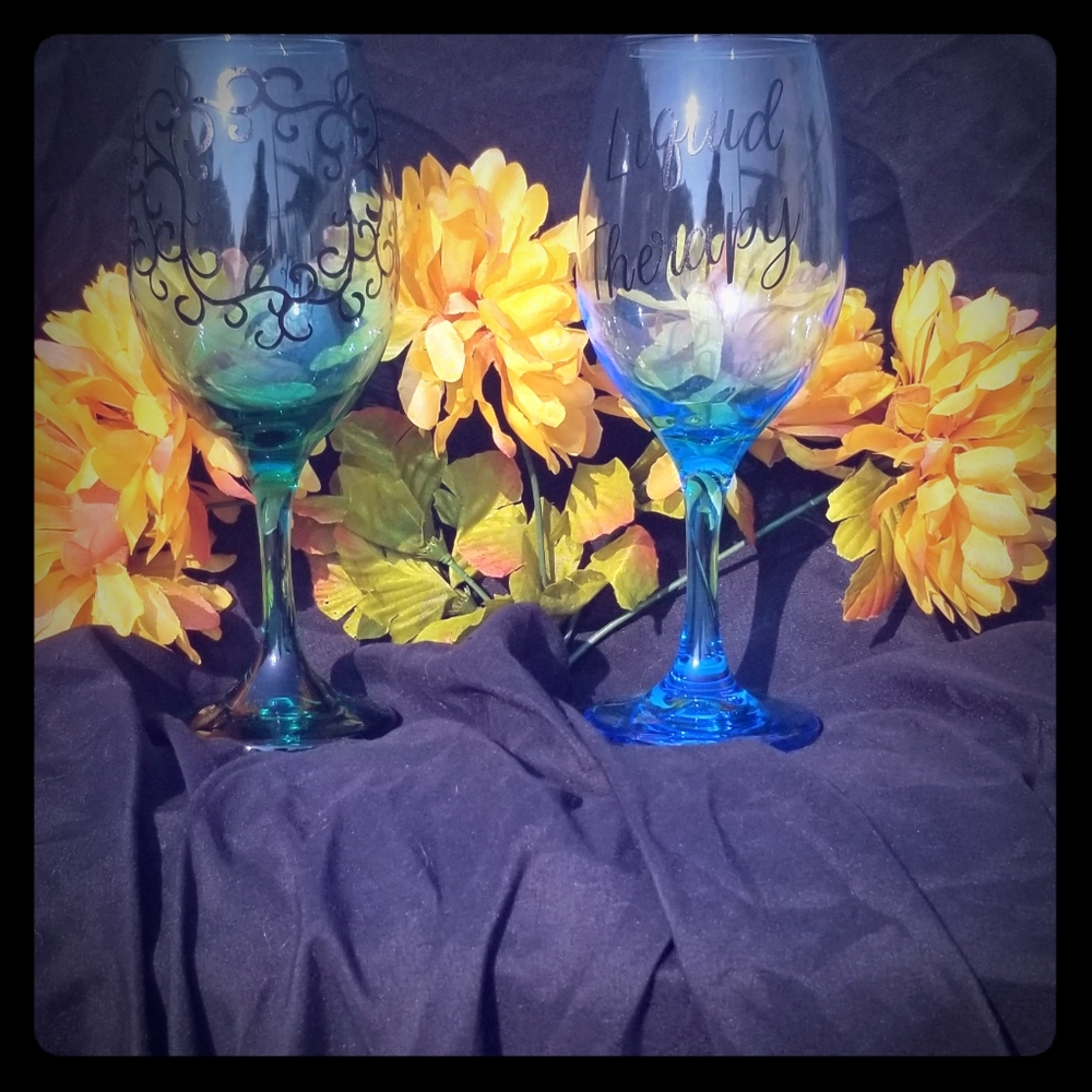 Two wine glasses.